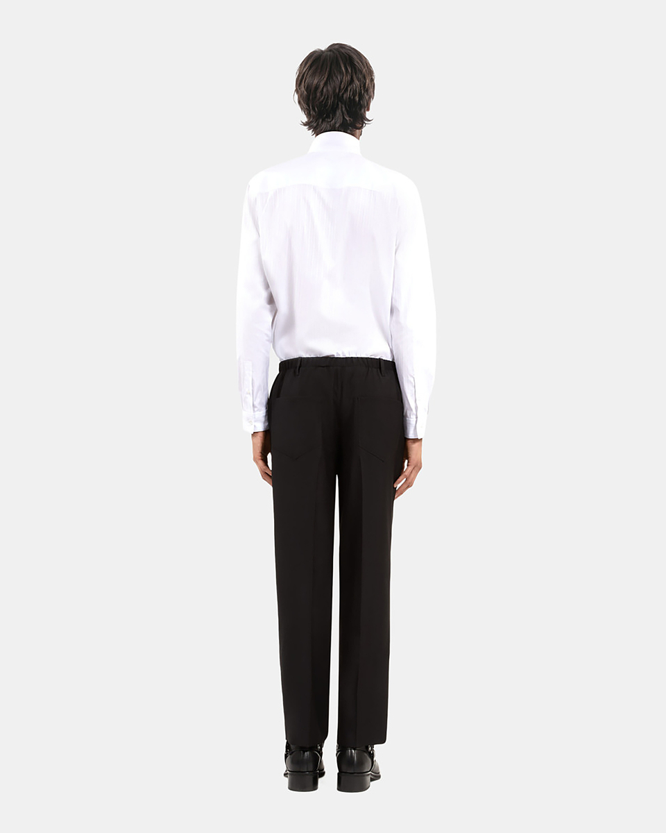 Black wool straight pants