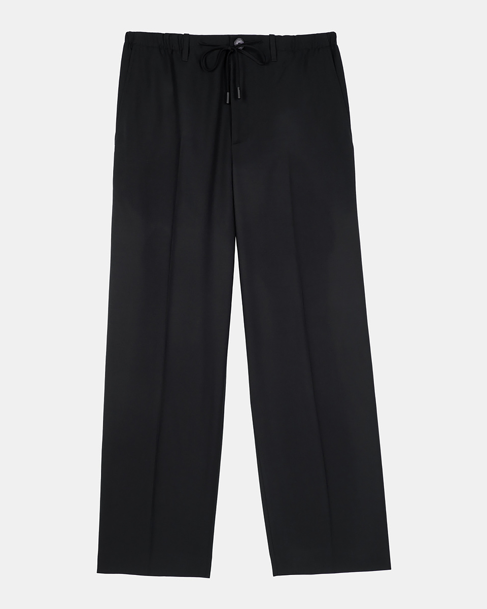 Black wool straight pants