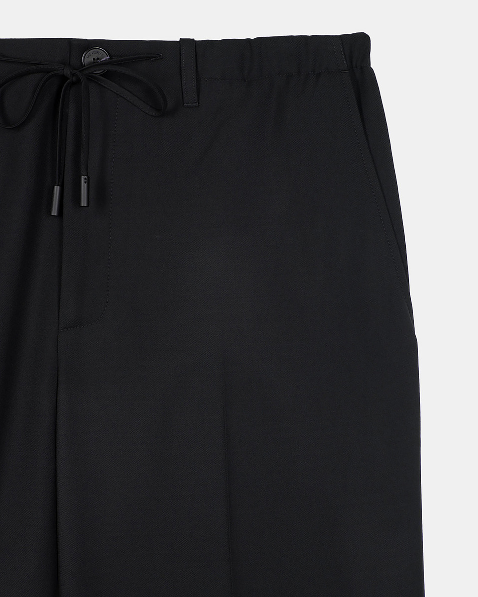 Black wool straight pants