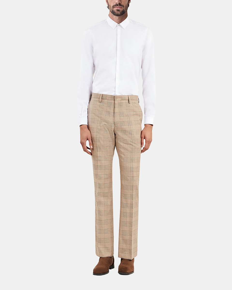 Prince of Wales beige suit pants