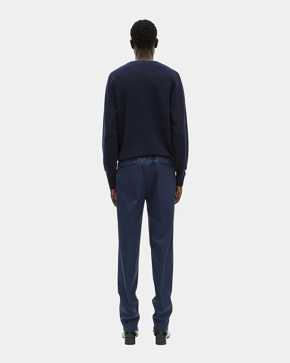 Navy straight-leg pants