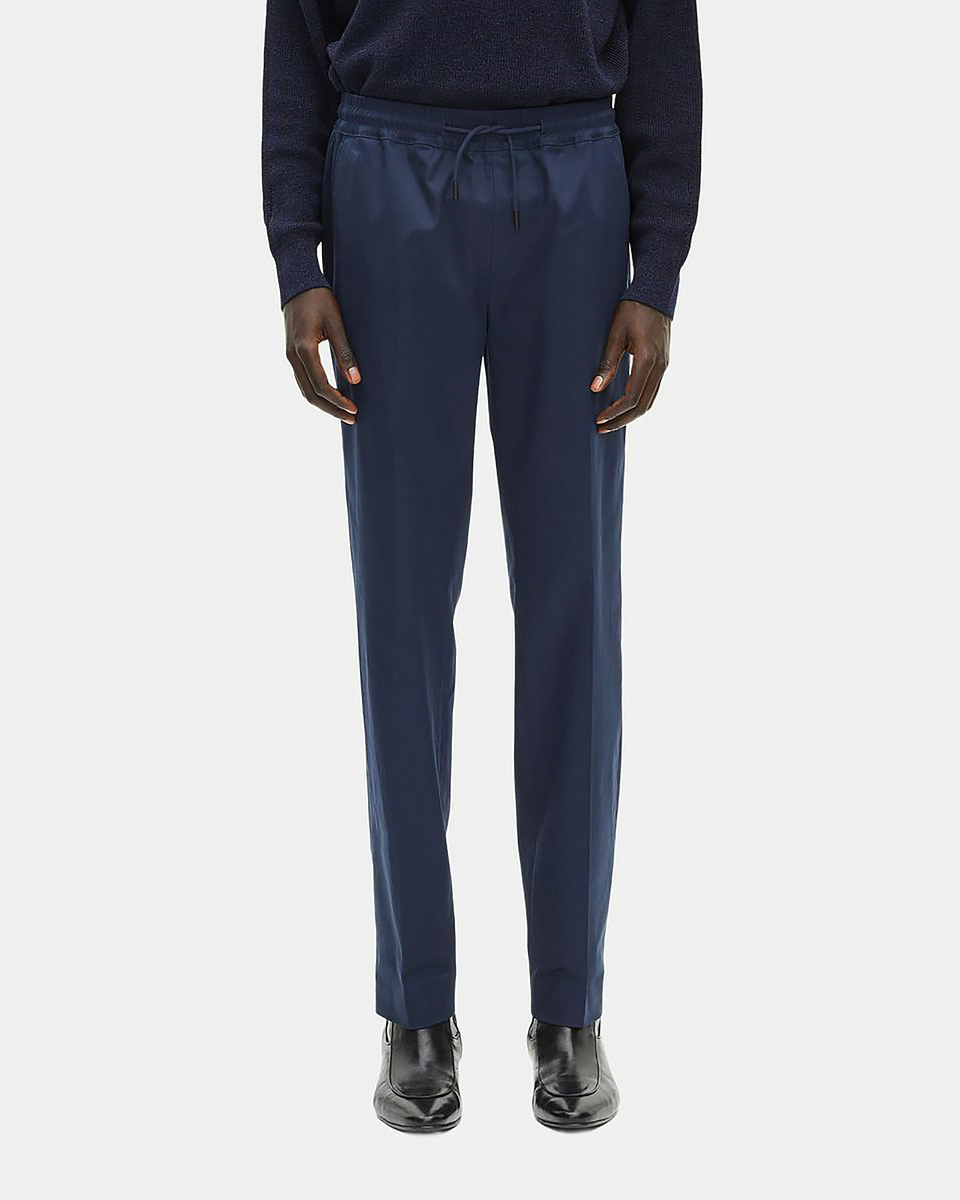 Navy straight-leg pants