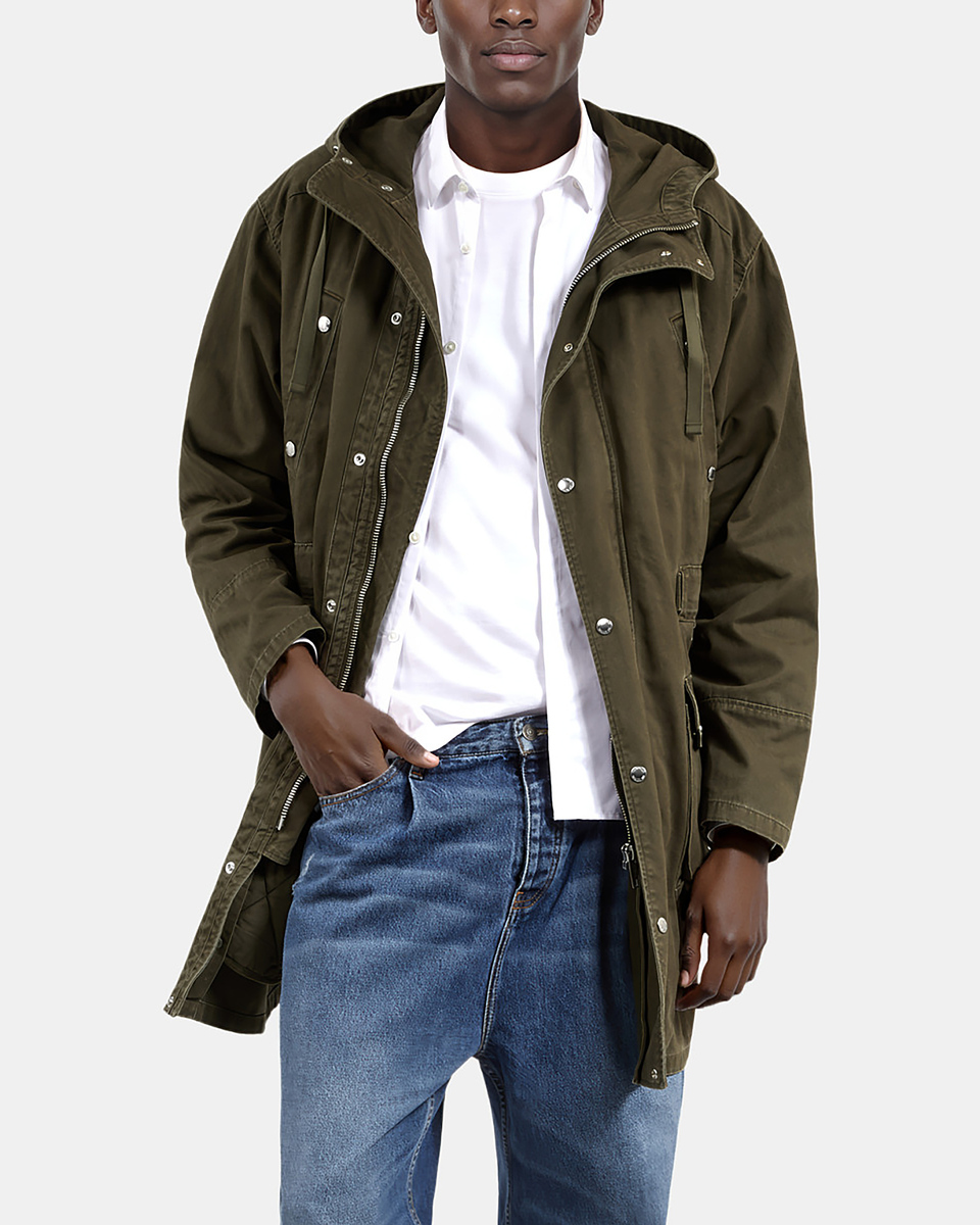 Khaki hooded parka