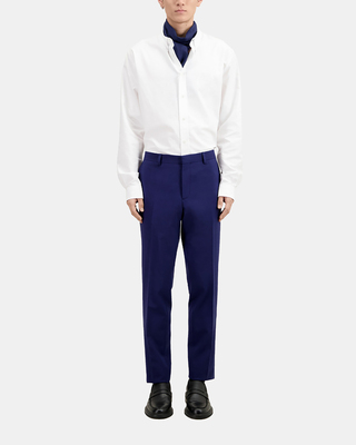 Bright blue wool suit trousers