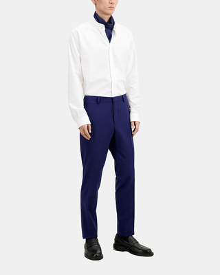 Bright blue wool suit trousers