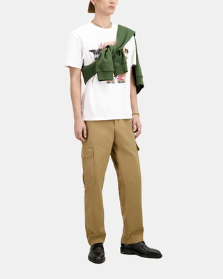 Beige cotton cargo pants