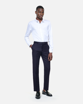 Blue navy wool tuxedo fitted trousers