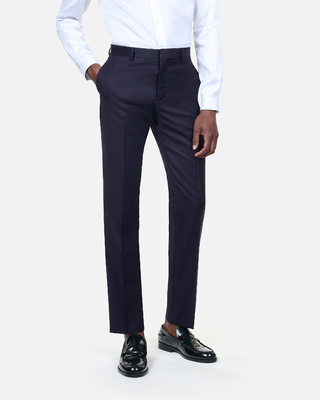 Blue navy wool tuxedo fitted trousers