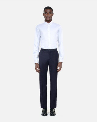 Blue navy wool tuxedo fitted trousers