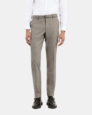 Prince of Wales beige wool suit pants