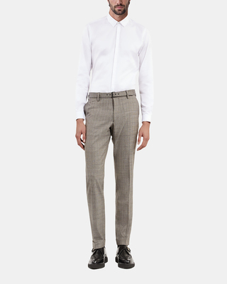 Prince of Wales beige wool suit pants