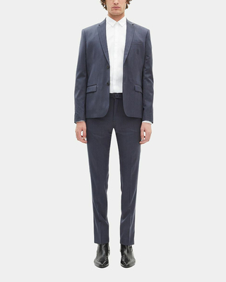 Blue pinstripe suit pants