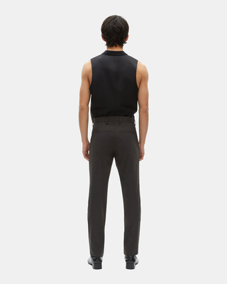 Black micro check wool blend suit pants