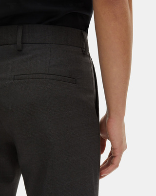 Black micro check wool blend suit pants