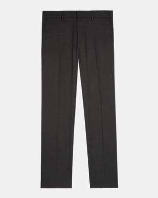 Black micro check wool blend suit pants