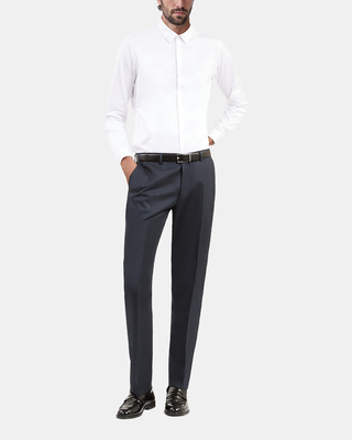 Straight blue suit pants