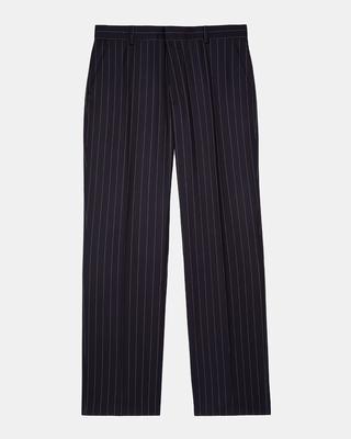 Blue pinstripe suit pants