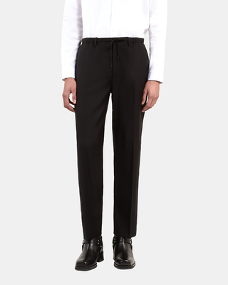 Black wool straight pants