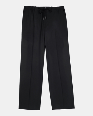 Black wool straight pants