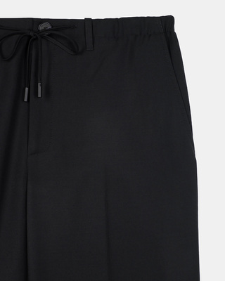 Black wool straight pants