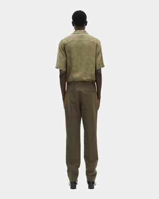 Straight suit pants in khaki cotton linen