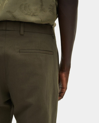 Straight suit pants in khaki cotton linen
