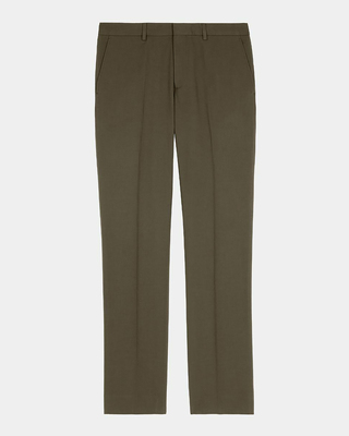 Straight suit pants in khaki cotton linen