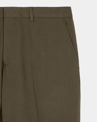 Straight suit pants in khaki cotton linen