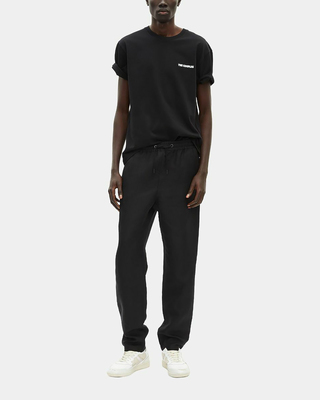 Black straight-leg pants