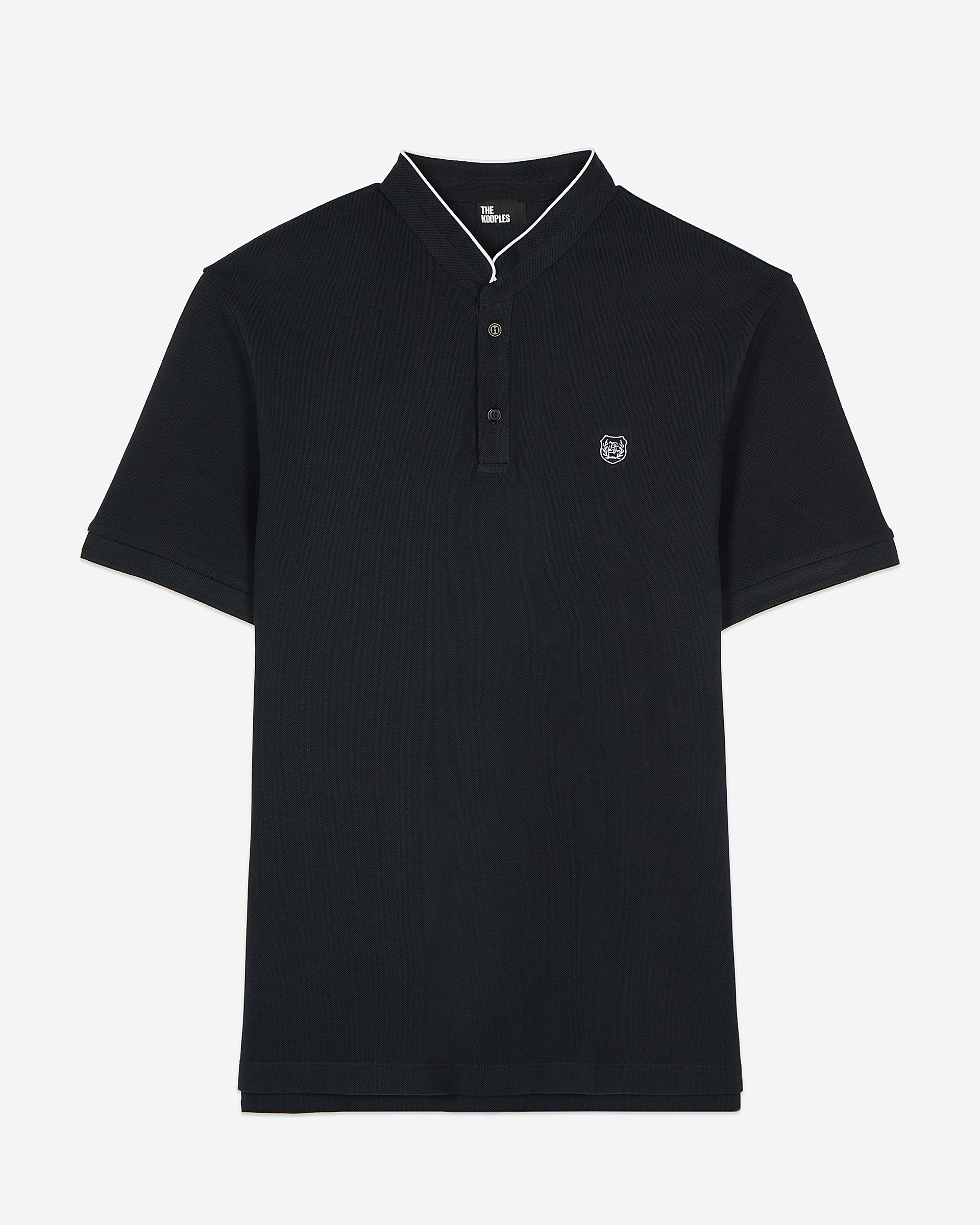 Navy blue pique cotton polo t-shirt