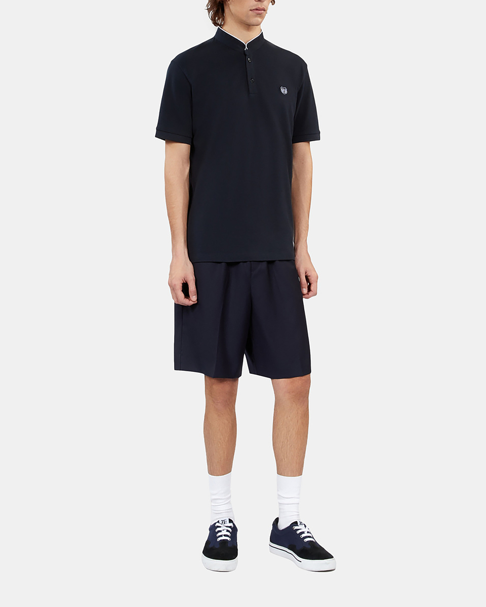 Navy blue pique cotton polo t-shirt