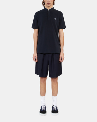 Navy blue pique cotton polo t-shirt