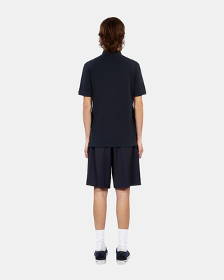 Navy blue pique cotton polo t-shirt