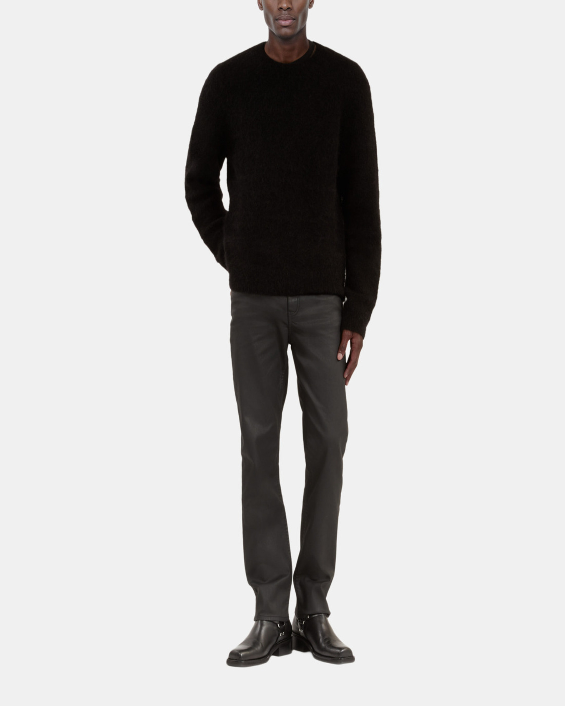 Black wool and mohair sweater