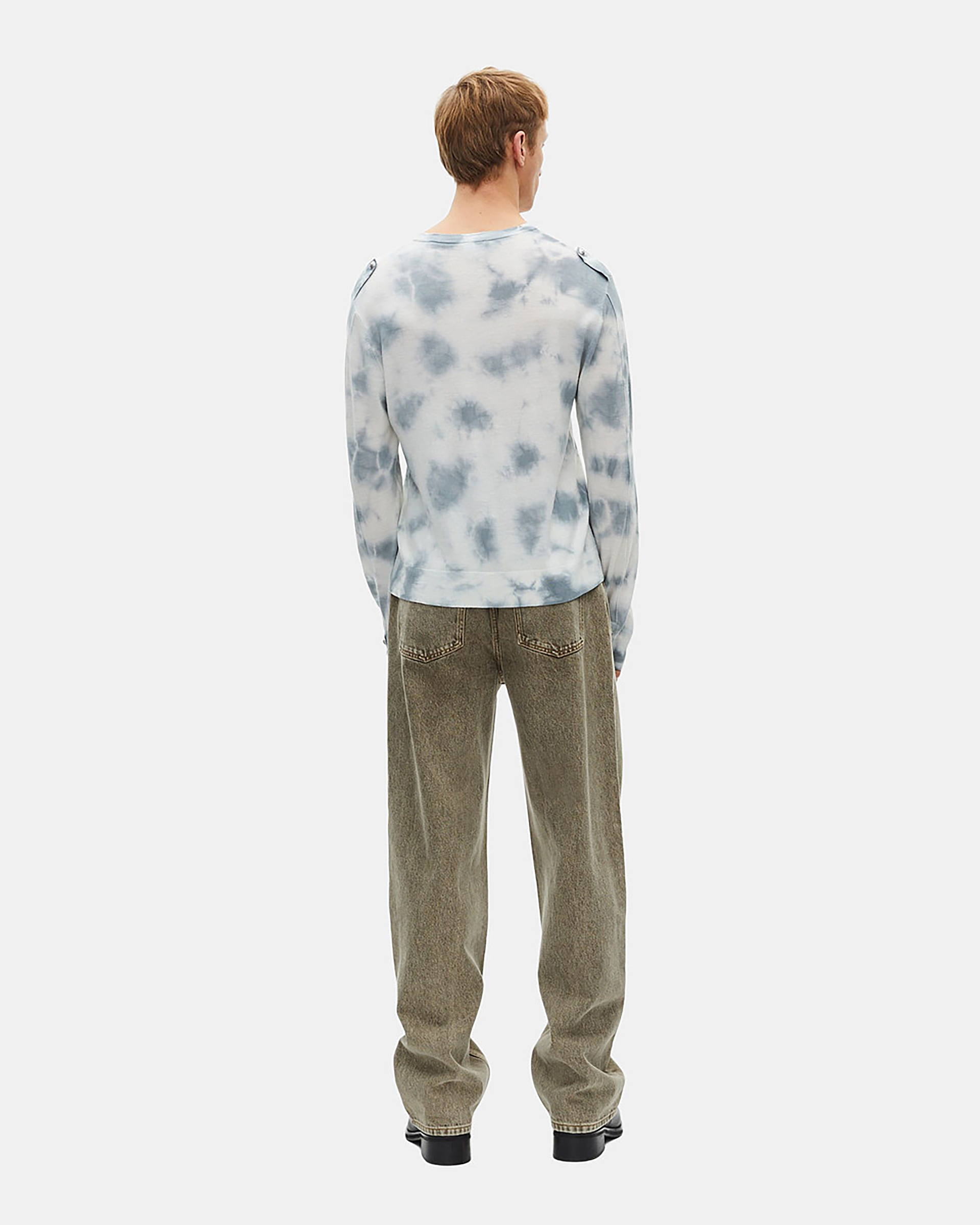 Blue tie and dye merino wool sweater