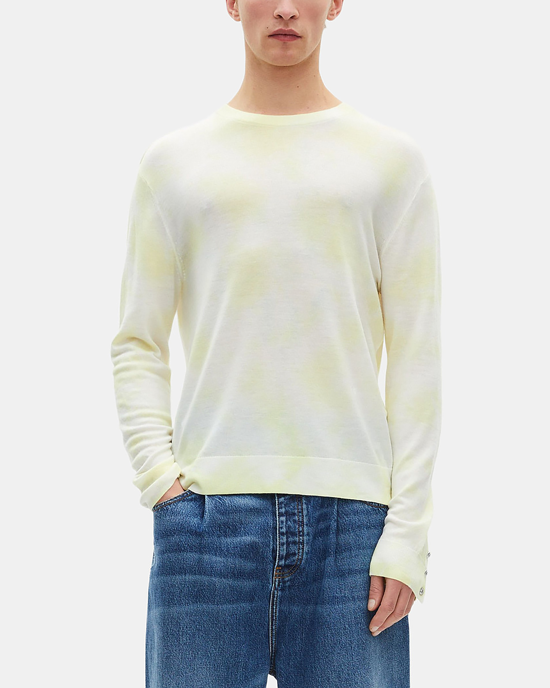 Yellow tie and dye merino wool sweater