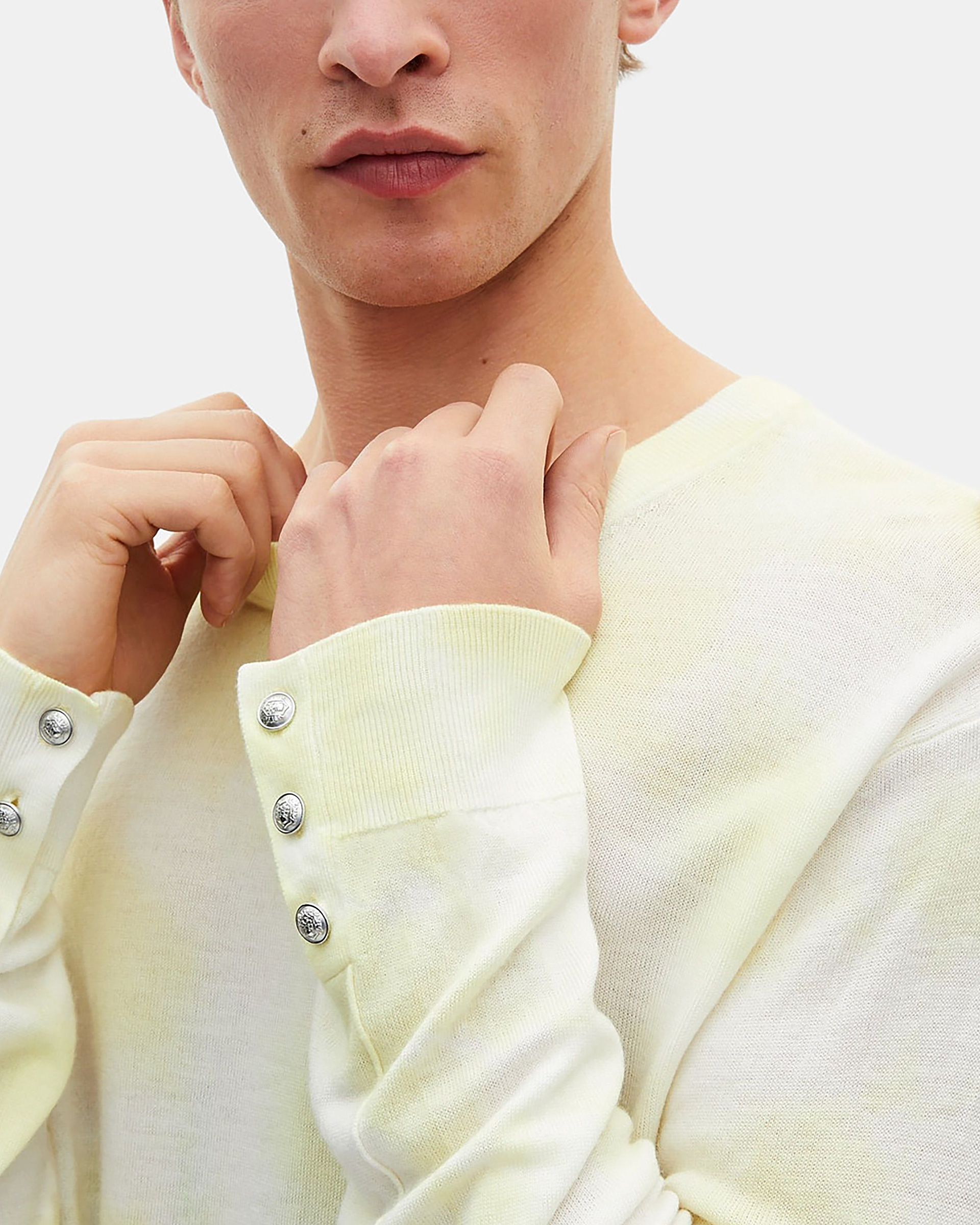 Yellow tie and dye merino wool sweater