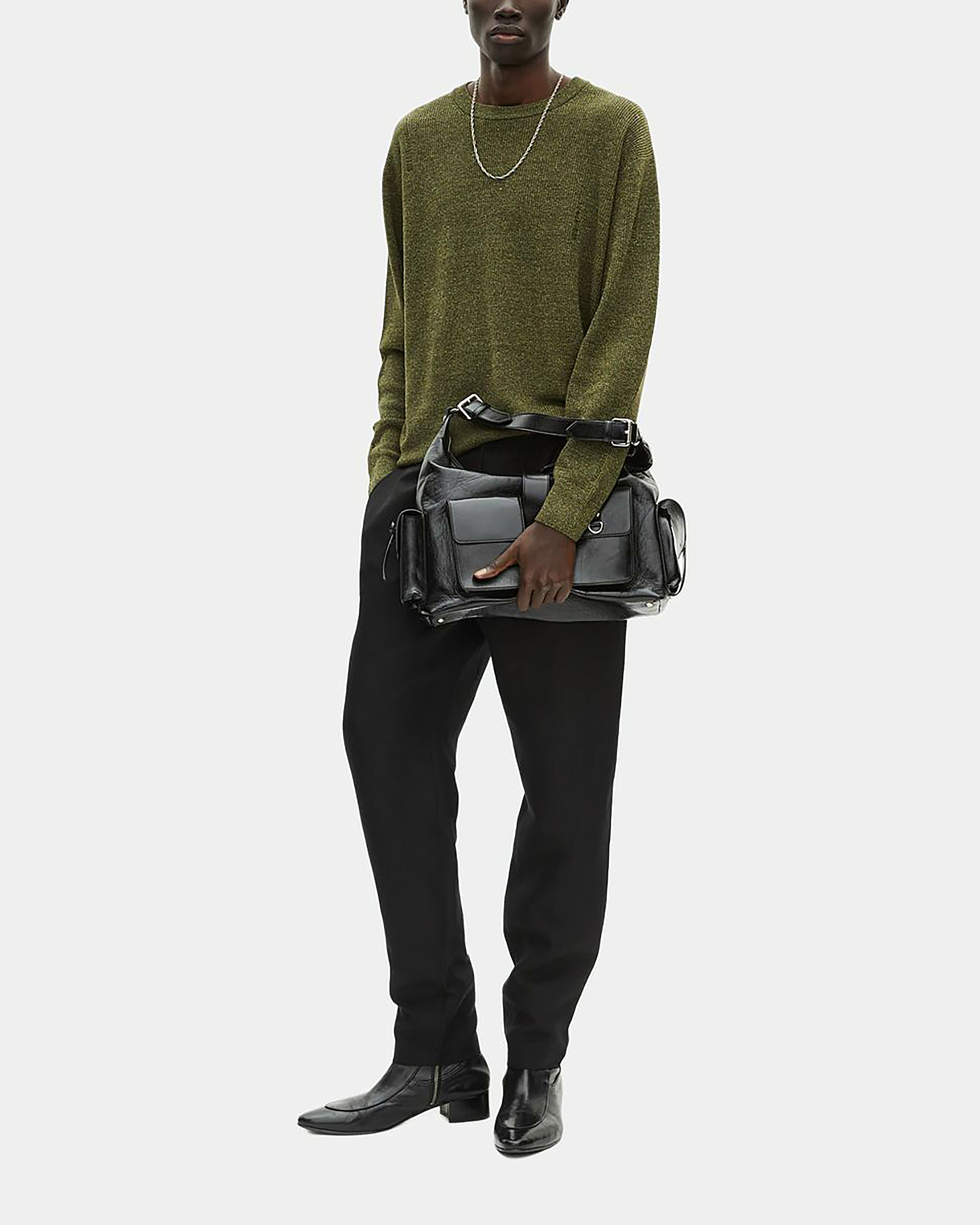 Khaki wool and linen sweater