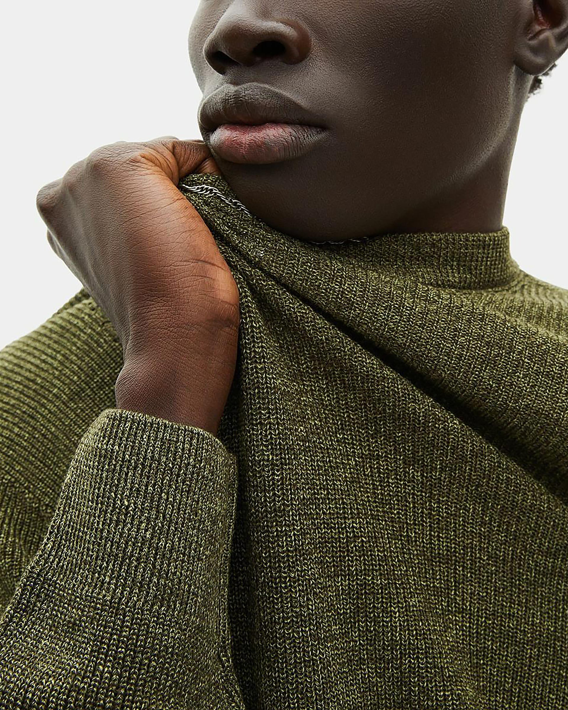 Khaki wool and linen sweater