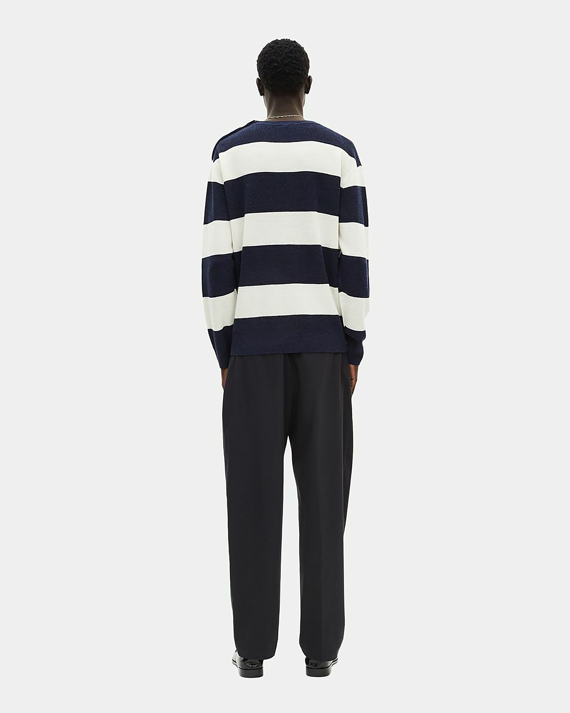 Navy stripe wool and linen sweater