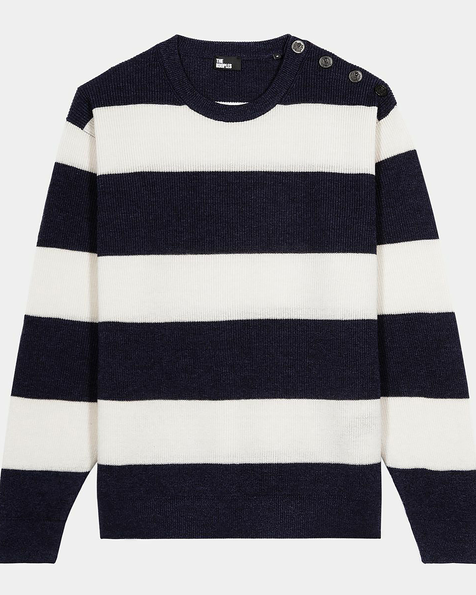 Navy stripe wool and linen sweater