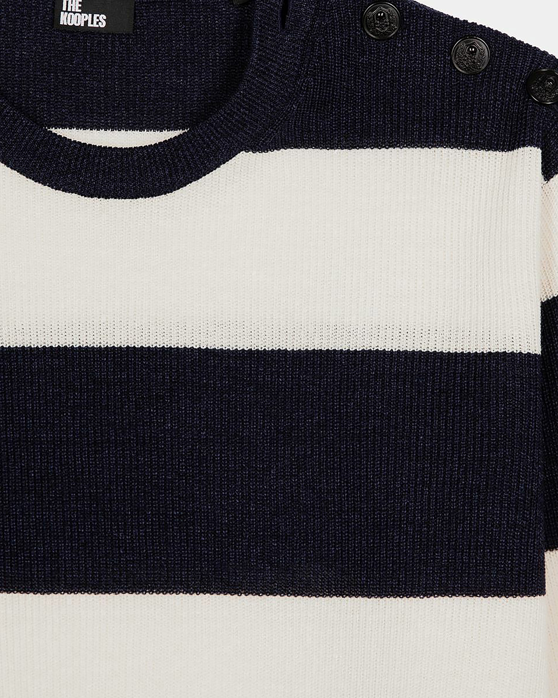 Navy stripe wool and linen sweater