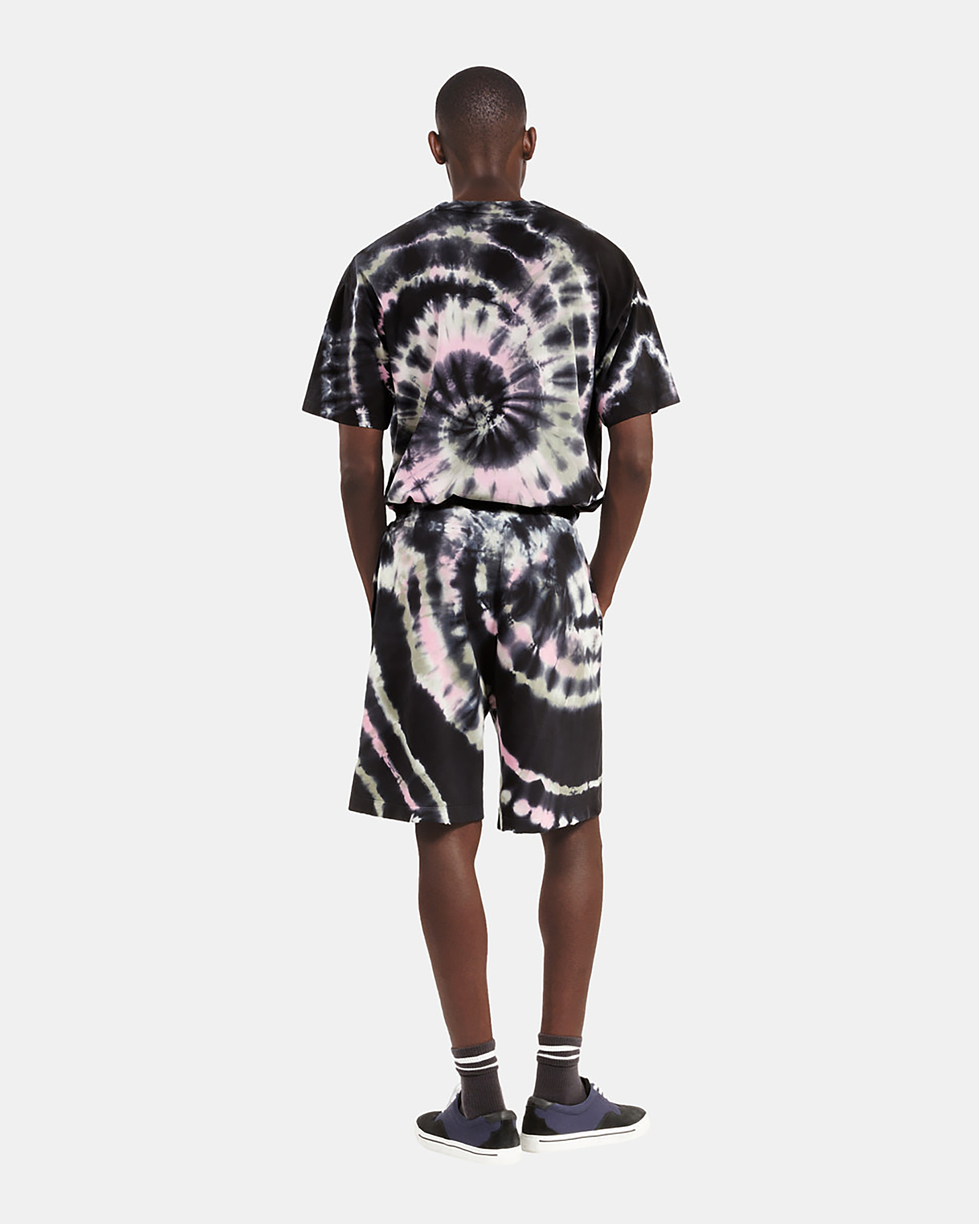 Black tie-dye print shorts