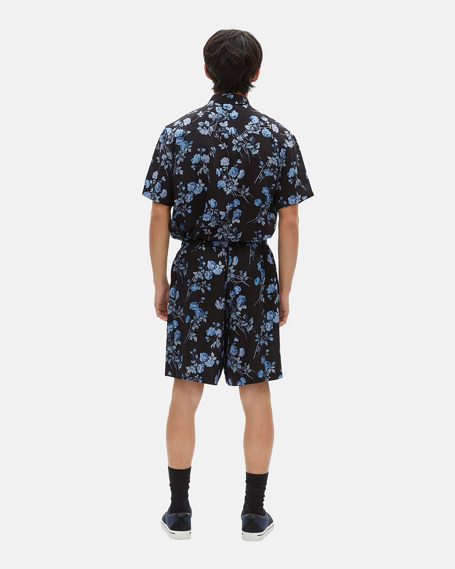 Black floral print Bermuda shorts