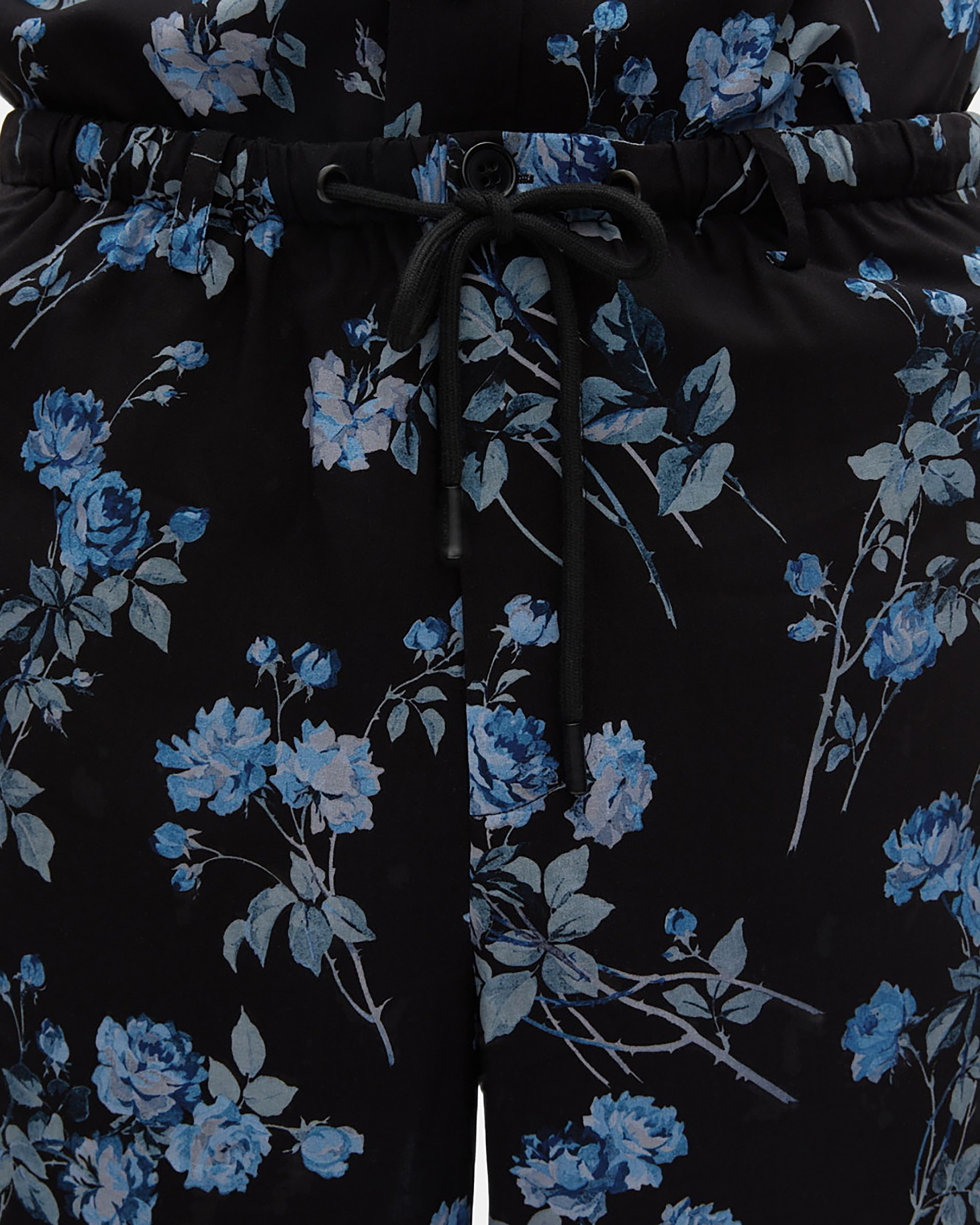 Black floral print Bermuda shorts