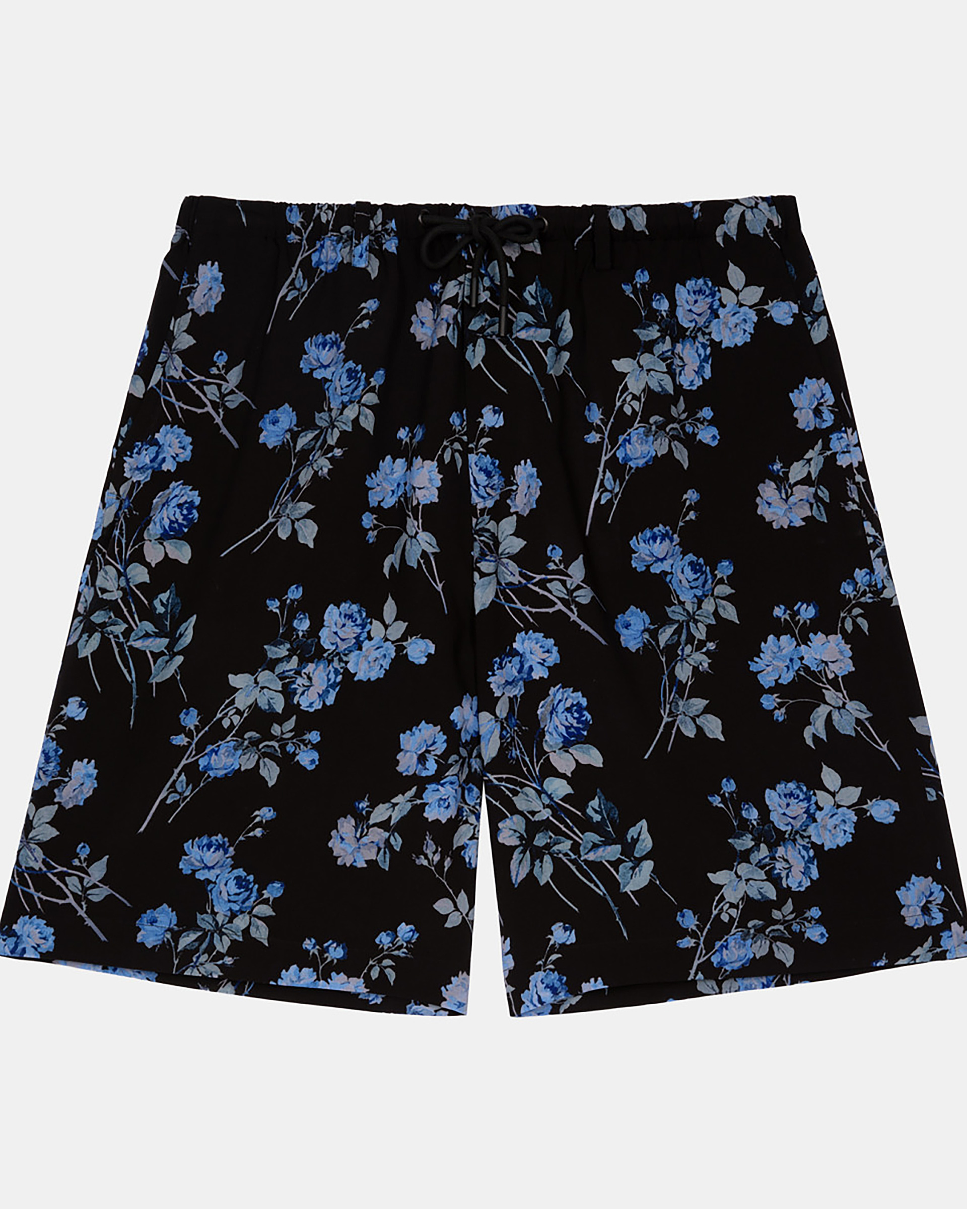 Black floral print Bermuda shorts