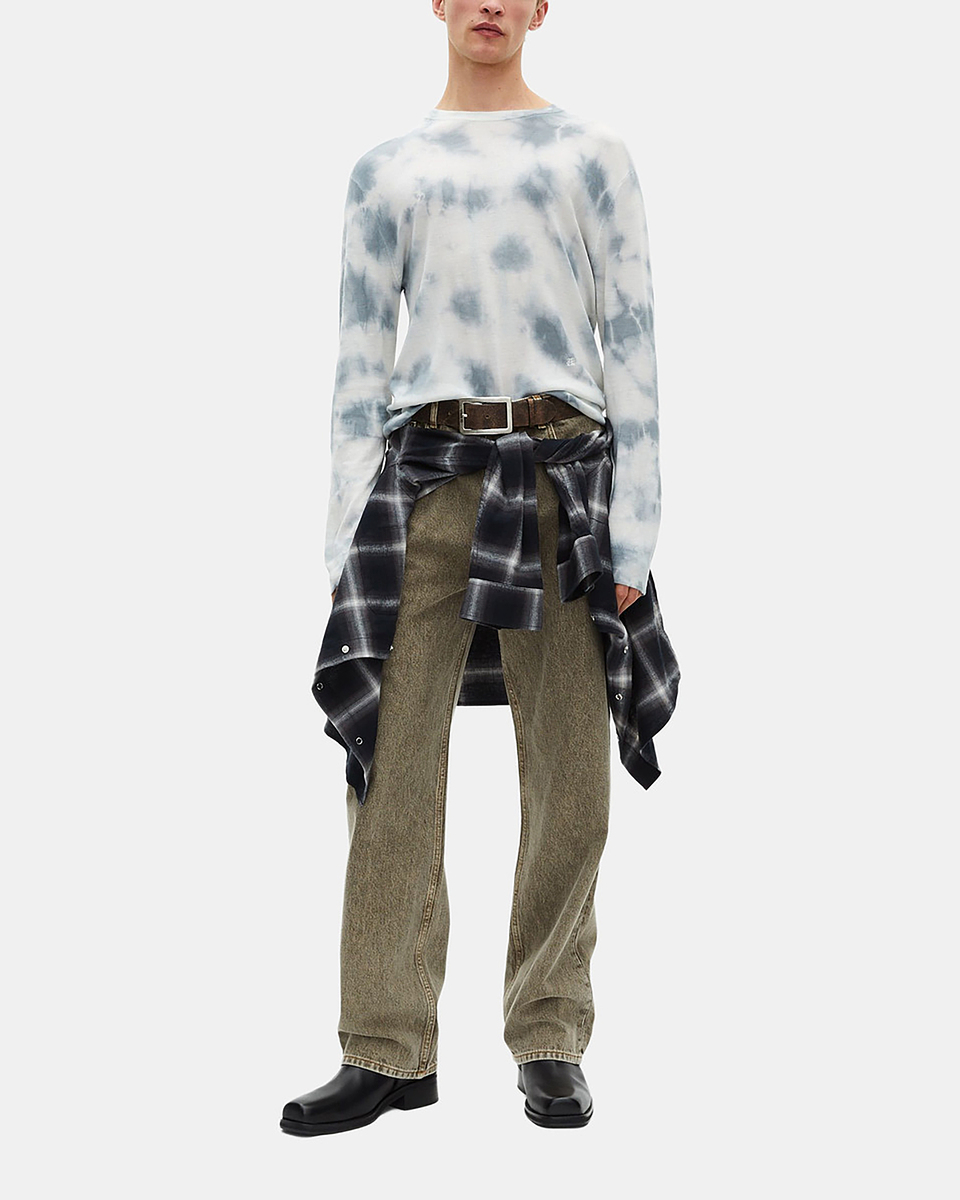 Blue tie and dye merino wool sweater