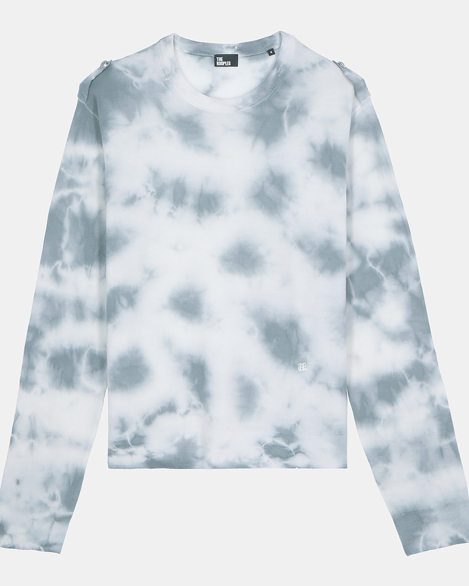 Blue tie and dye merino wool sweater