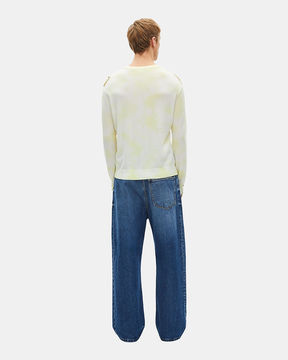 Yellow tie and dye merino wool sweater