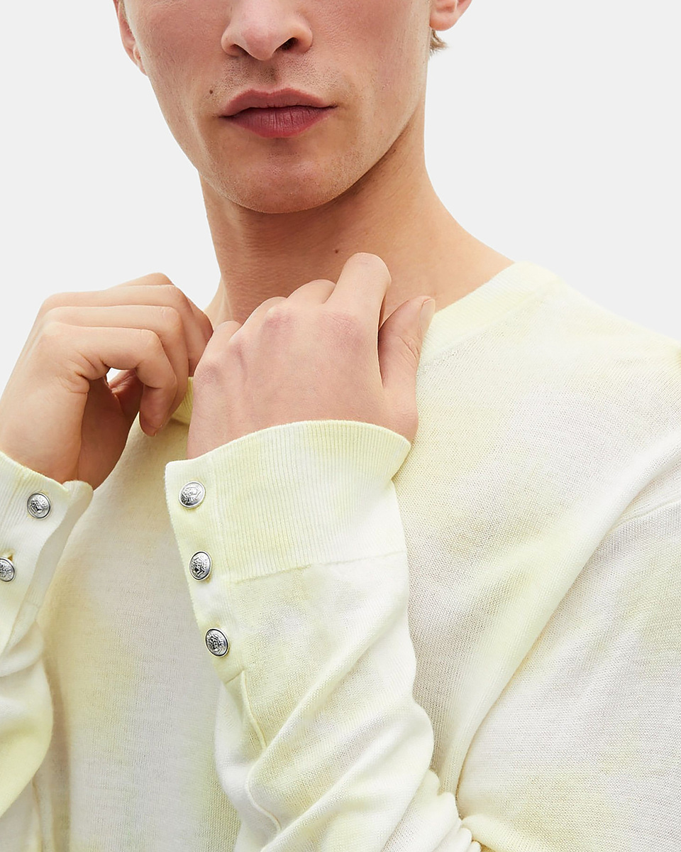 Yellow tie and dye merino wool sweater